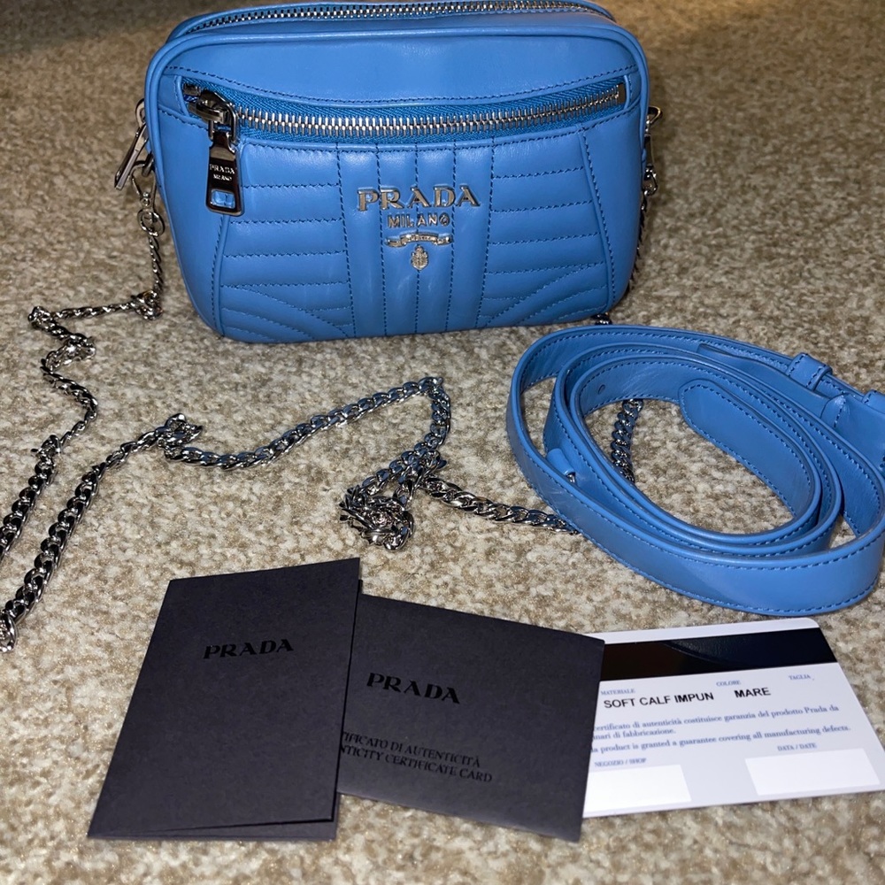 PRADA DIAGRAMME BELT BAG WITH CROSSBODY CHAIN
